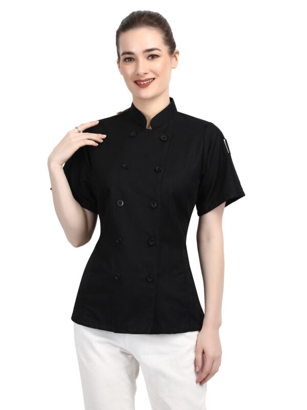 Short Sleeves side Mesh Vented Chef Coat Jacket Uniform for Women Food Service, Caterers, Bakers and Culinary Professional